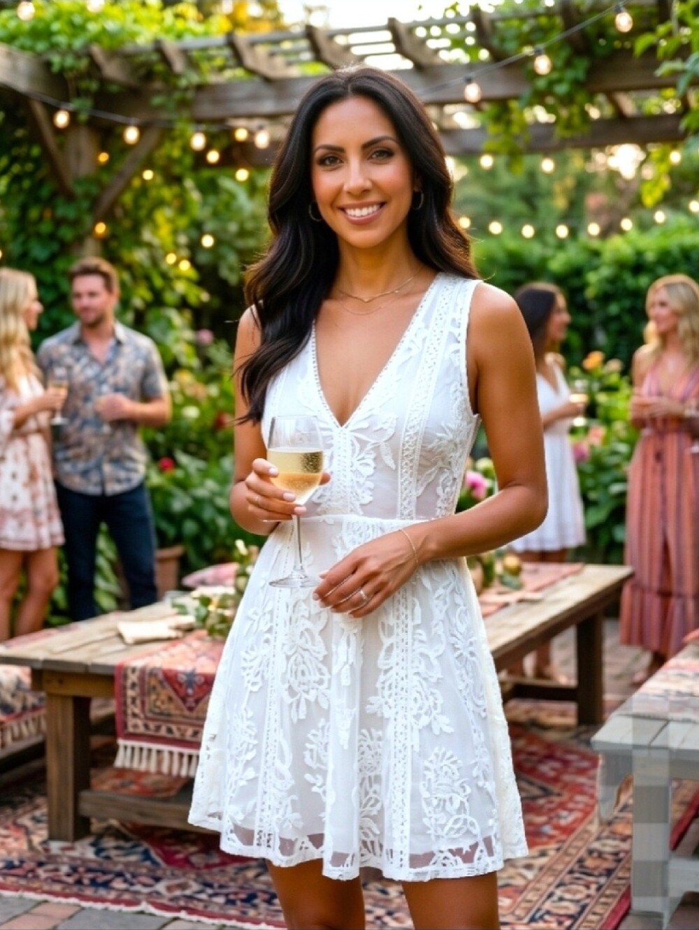 Free People White Lace Mini Dress